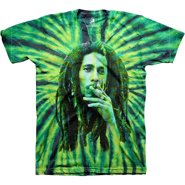 Bob Marley Unisex T-Shirt: Smoke (Tie-Dye) (Small)