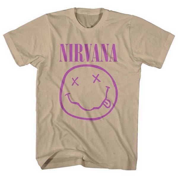 Nirvana Unisex T-Shirt: Purple Smiley (Large)
