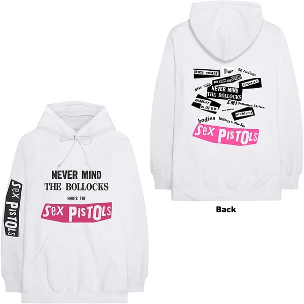 The Sex Pistols Unisex Pullover Hoodie: Never Mind The Bollocks (Back & Sleeve Print) (Large)