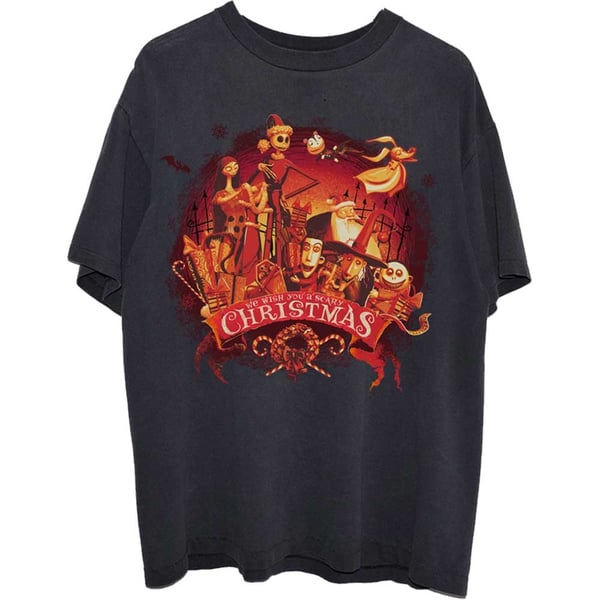 Disney Unisex T-Shirt: The Nightmare Before Christmas We Wish You A Scary Christmas (Medium)