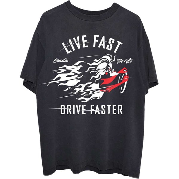 Disney Unisex T-Shirt: 101 Dalmations Cruella Live Faster (Small)