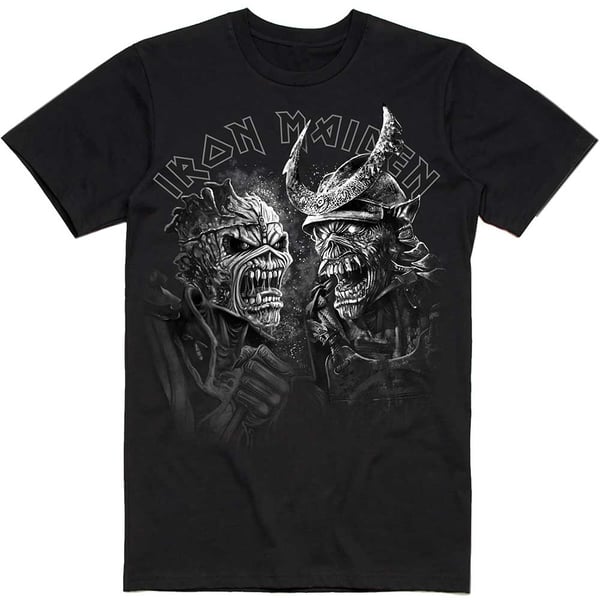 Iron Maiden Unisex T-Shirt: Senjutsu Large Grayscale Heads (X-Large)