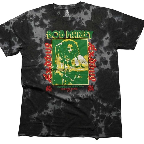 Bob Marley Unisex T-Shirt: Exodus Tie-Dye (Dye-Wash) (Small)
