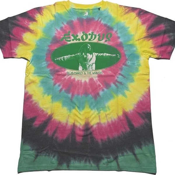 Bob Marley Unisex T-Shirt: Exodus Oval (Dye-Wash) (Large)