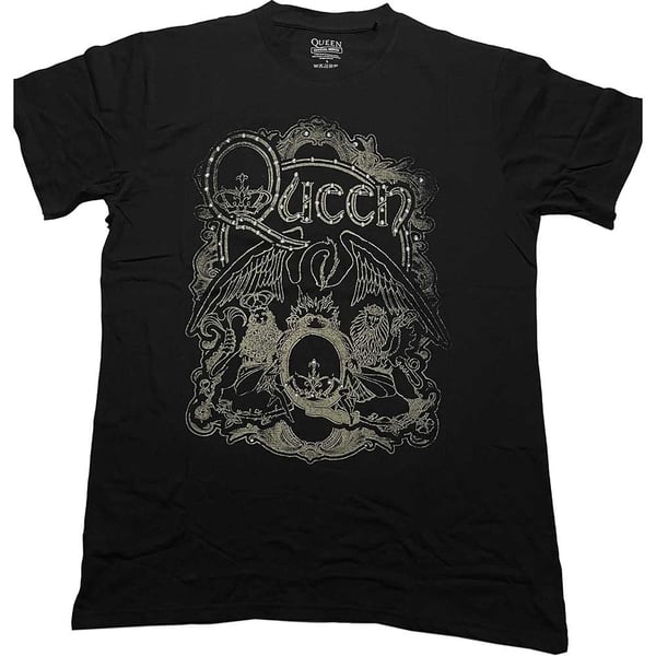 Queen Unisex T-Shirt: Ornate Crest (Diamante) (Large)