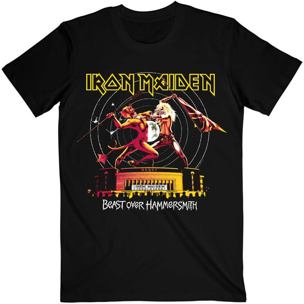 Iron Maiden Unisex T-Shirt: Beast Over Hammersmith Eddie & Devil Tonal (XX-Large)