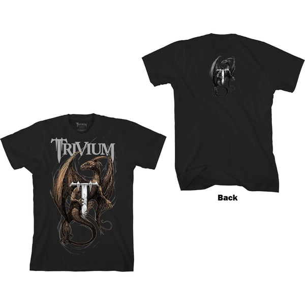 Trivium Unisex T-Shirt: Perched Dragon (Back Print) (Medium)