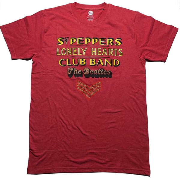 The Beatles Unisex T-Shirt: Sgt Pepper Stacked (Diamante) (Large)