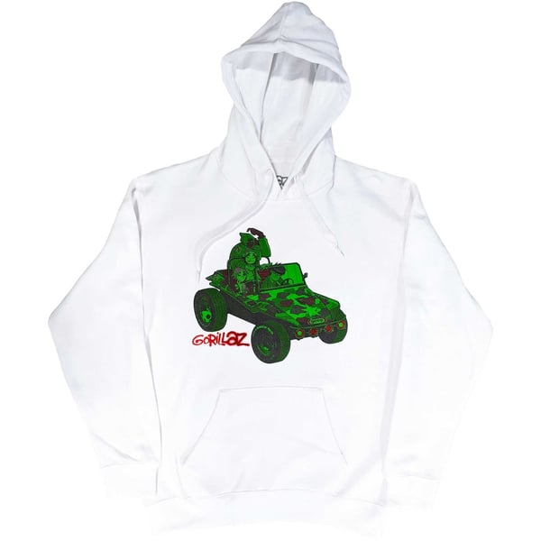 Gorillaz Unisex Pullover Hoodie: Green Jeep (Medium)
