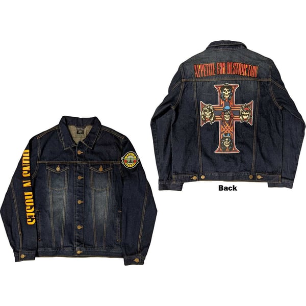 Guns N' Roses Unisex Denim Jacket: Appetite For Destruction (Back Print) (XX-Large) Guns N' Roses Unisex Denim Jacket: Appetite For Destruction (Back Print) (XX-Large)