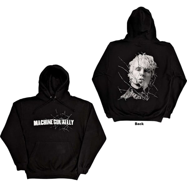 Machine Gun Kelly Unisex Pullover Hoodie: Cracked Glass (Back Print) (X-Large)