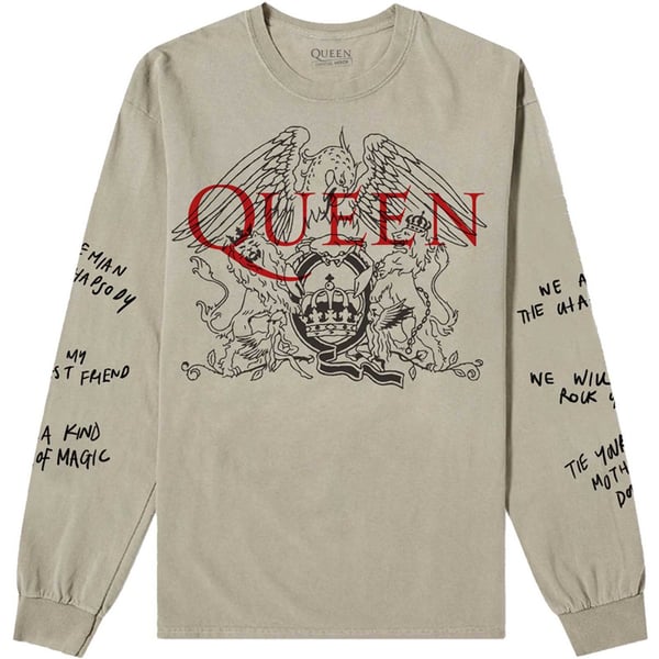 Queen Unisex Long Sleeve T-Shirt: Handwritten (Sleeve Print) (Small)