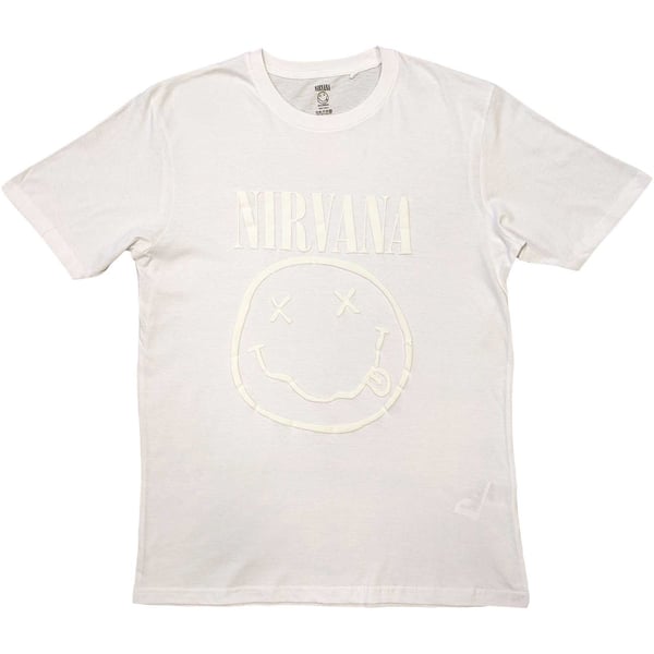 Nirvana Unisex T-Shirt: White Smiley (Hi-Build) (Small)