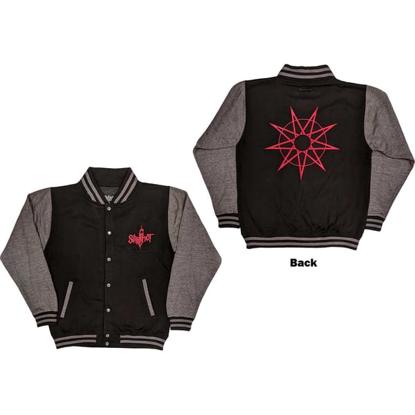 Slipknot Unisex Varsity Jacket: 9 Point Star (Back Print) (Small)