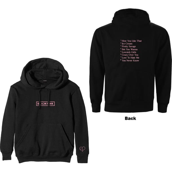 BlackPink Unisex Pullover Hoodie: The Album Tracklist (Back Print) (XX-Large)