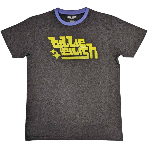 Billie Eilish Unisex Ringer T-Shirt: Neon Green Logo (Small)