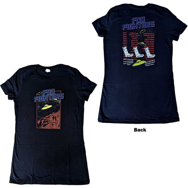 Foo Fighters Ladies T-Shirt: UFOS 2015 European Tour (Back Print) (Ex-Tour) (Small)