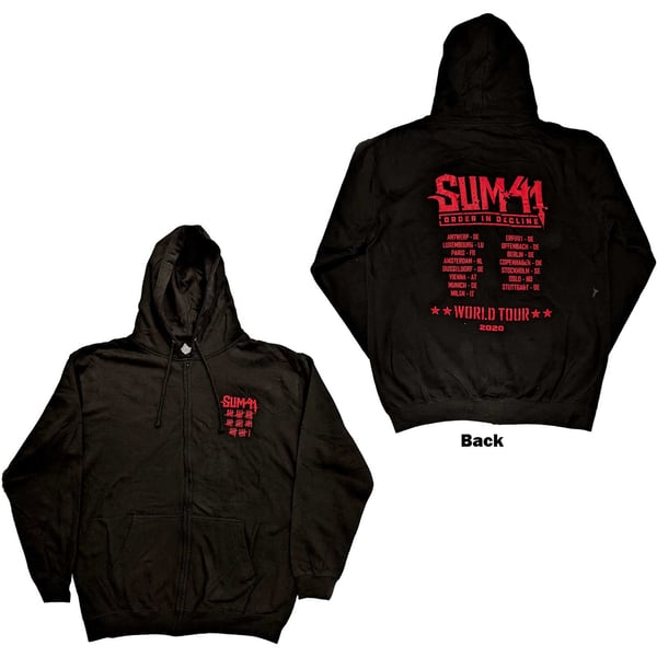 Sum 41 Unisex Zipped Hoodie: Order In Decline Tour 2020 (Back Print) (Ex-Tour) (X-Large)