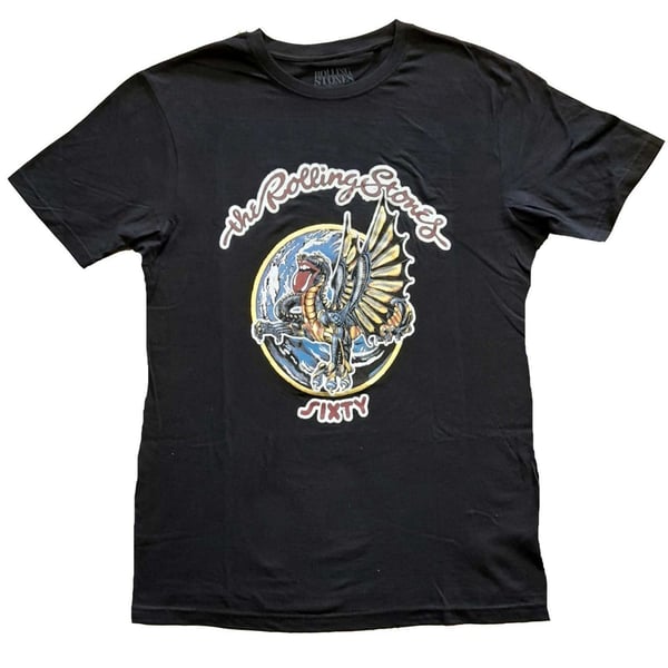 The Rolling Stones Ladies T-Shirt: Sixty Dragon Globe (Foiled) (XX-Large)