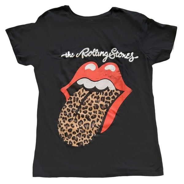 The Rolling Stones Ladies T-Shirt: Leopard Print Tongue (20)