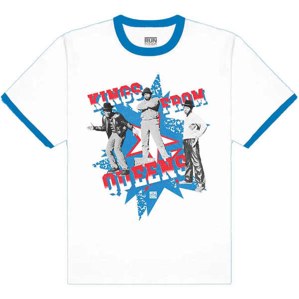 Run DMC Unisex Ringer T-Shirt: Kings From Queens (Medium)