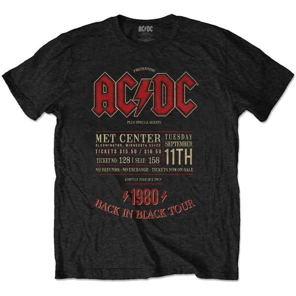 AC/DC Unisex T-Shirt: Minnesota '80 Large)