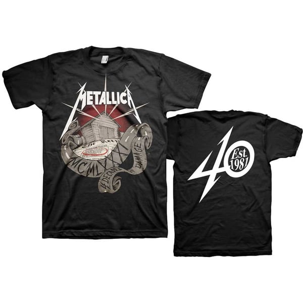 Metallica Unisex T-Shirt: 40th Anniversary Garage (Back Print) (Medium)
