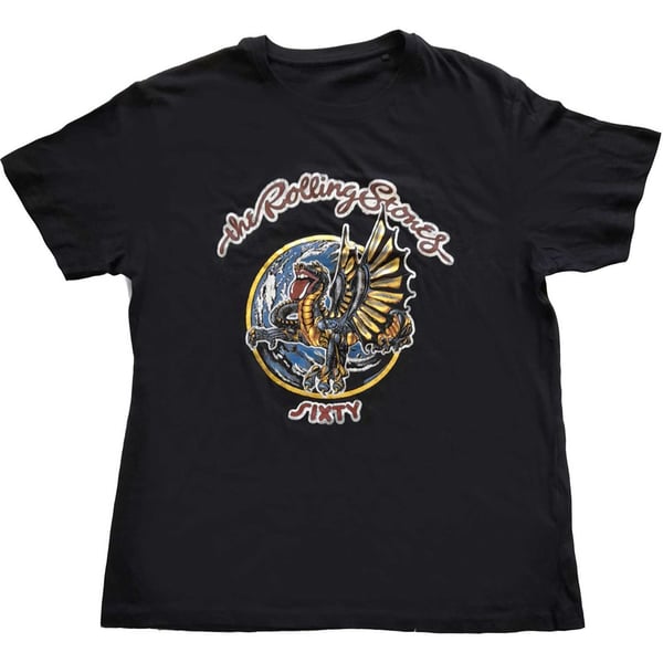 The Rolling Stones Unisex T-Shirt: Sixty Dragon Globe (Foiled) (Large)
