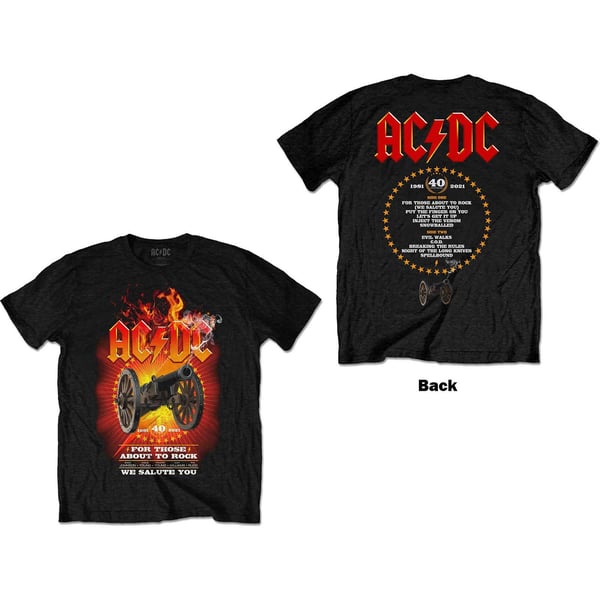 AC/DC Unisex T-Shirt: FTATR 40th Flaming (Back Print) (X-Large)