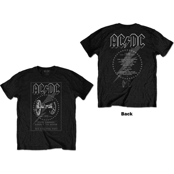 AC/DC Unisex T-Shirt: FTATR 40th Monochrome (Back Print) (X-Large)