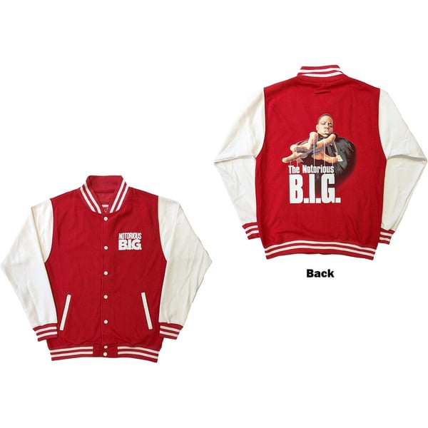 Biggie Smalls Unisex Varsity Jacket: Reachstrings (Back Print) (Small)
