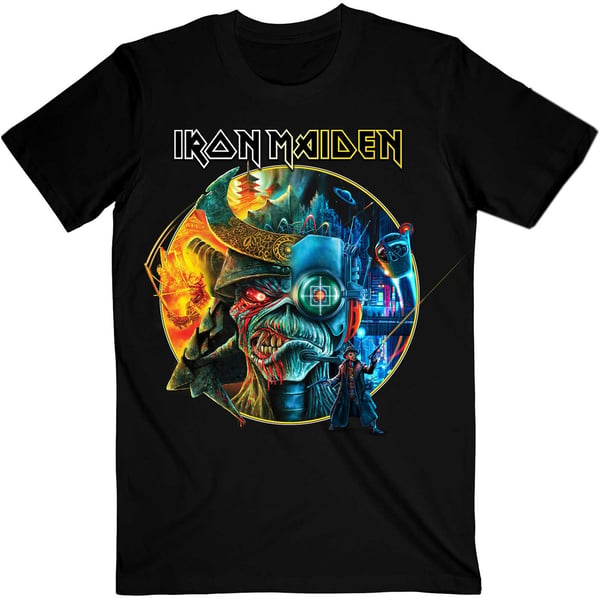 Iron Maiden Unisex T-Shirt: The Future Past Tour '23 Circle Art (Large)