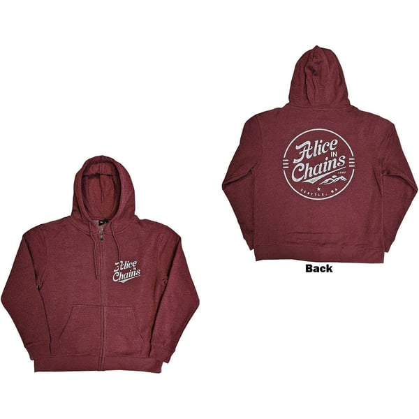 Alice In Chains Unisex Zipped Hoodie: Circle Emblem (Back Print) (Small)