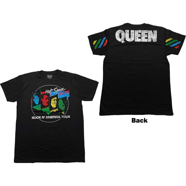 Queen Unisex T-Shirt: Hot Space Tour '82 (Back Print) (Large)