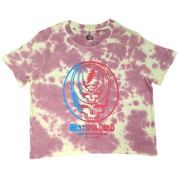 Grateful Dead Ladies Crop Top: Concentric Skulls (Wash Collection) (Small)