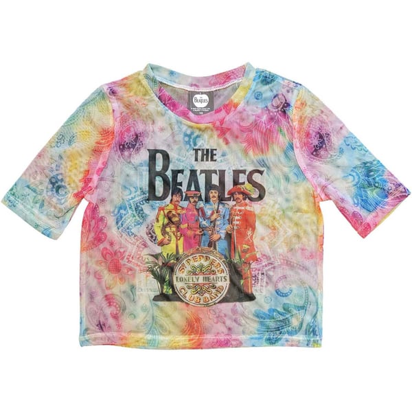 The Beatles Ladies Crop Top: Sgt Pepper (Mesh) (Large)