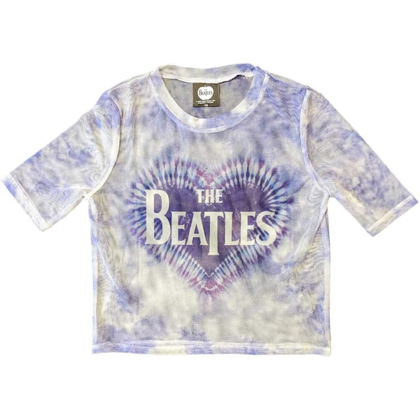 The Beatles Ladies Crop Top: Heart & Drop T Logo (Mesh) (Large)