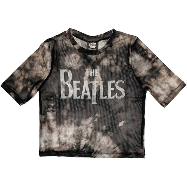 The Beatles Ladies Crop Top: Drop T Logo (Mesh) (Large)