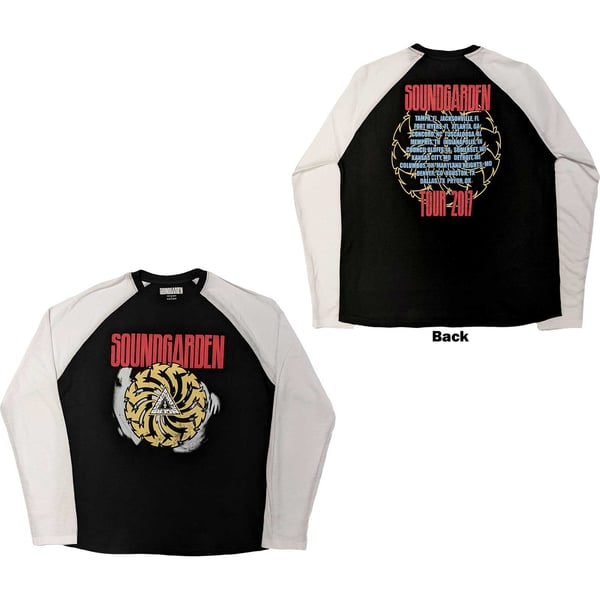 Soundgarden Unisex Raglan T-Shirt: Tour 2017 (Back Print) (XX-Large)