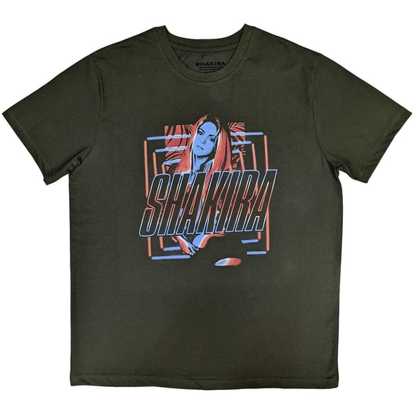 Shakira Unisex T-Shirt: Squares and Logo (Large)