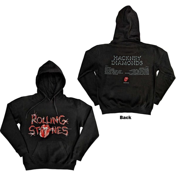The Rolling Stones Unisex Pullover Hoodie: Hackney Diamonds Glass Logo (Back Print) (X-Large)