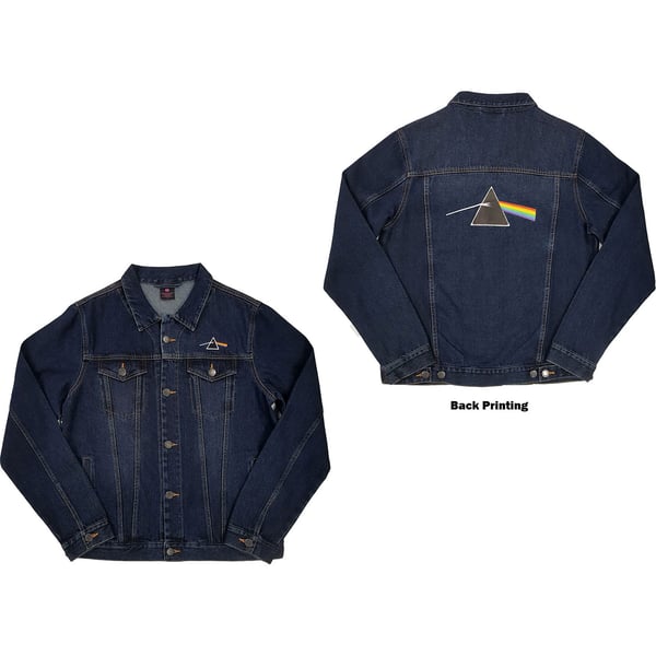 Pink Floyd Unisex Denim Jacket: Dark Side of the Moon Oval (Back Print) (Small)