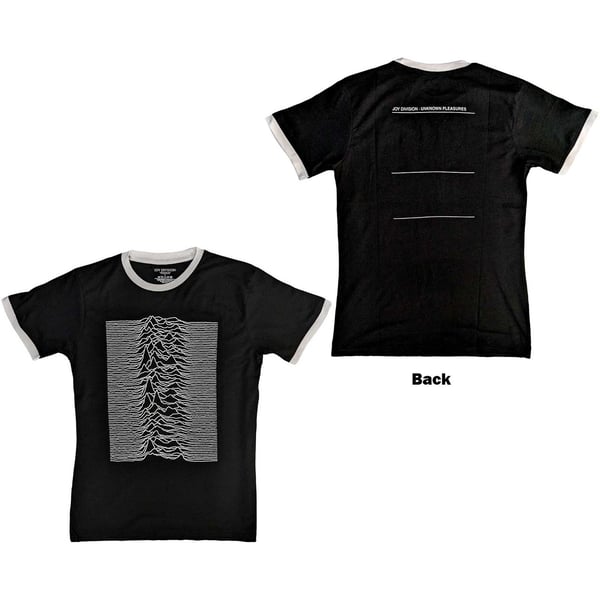 Joy Division Unisex Ringer T-Shirt: Unknown Pleasures (Back Print) (Large)