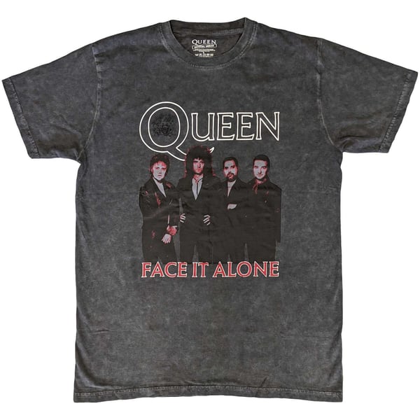 Queen Unisex T-Shirt: Face it Alone Band (Wash Collection) (Small)