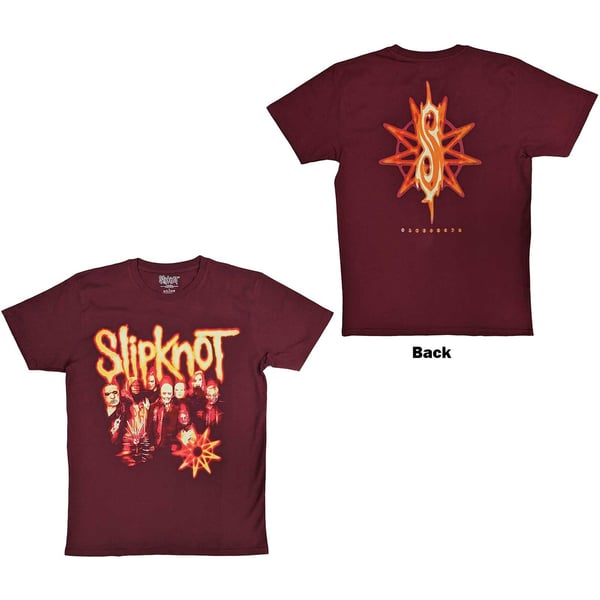 Slipknot Unisex T-Shirt: The End So Far Group Photo Tribal S Nonogram (Back Print) (Medium)