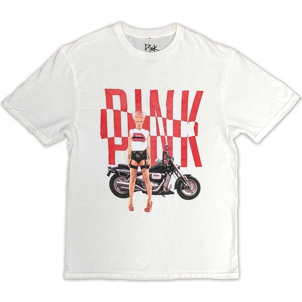 Pink Unisex T-Shirt: Motorbike (Medium)