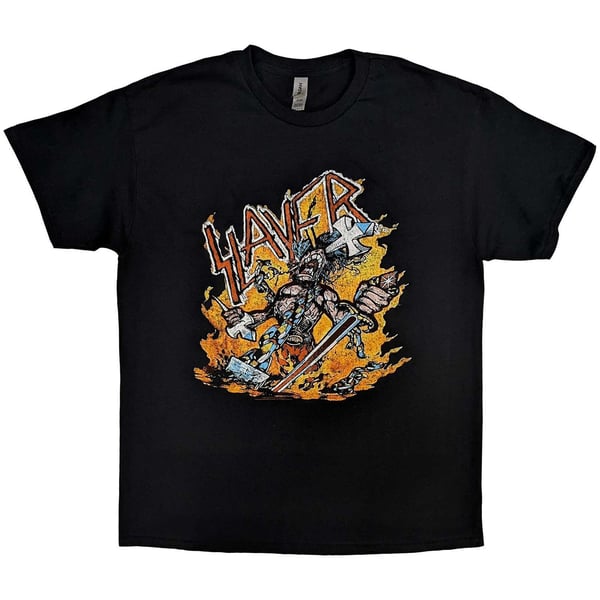 Slayer Unisex T-Shirt: Cartoon Flames (Medium)