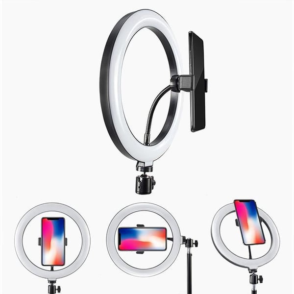 Selfie Lampe LED Ring Light med Justerbart Stativ 50 - 216 cm + Ekstra Beslag til Mobiltelefon + Fjernbetjening