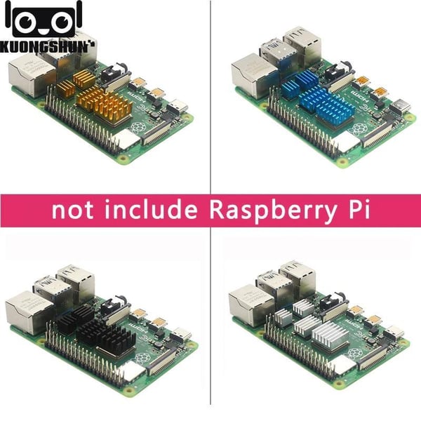 4 kpl Jäähdytyslevyjä Alumiini Raspberry Pi 4 Malli B Musta
