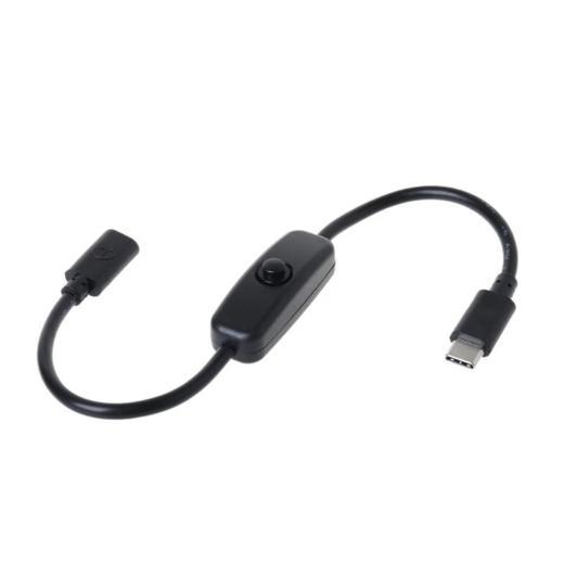 Kabel med On-off Funktion Type USB C Han til Hun C til Raspberry Pi 4 og Android m.fl.